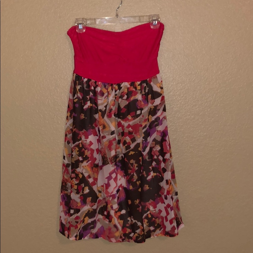 Strapless Pink and Brown Dress